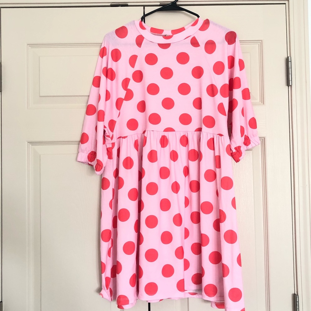 Pink polka dot ASOS babydoll dress